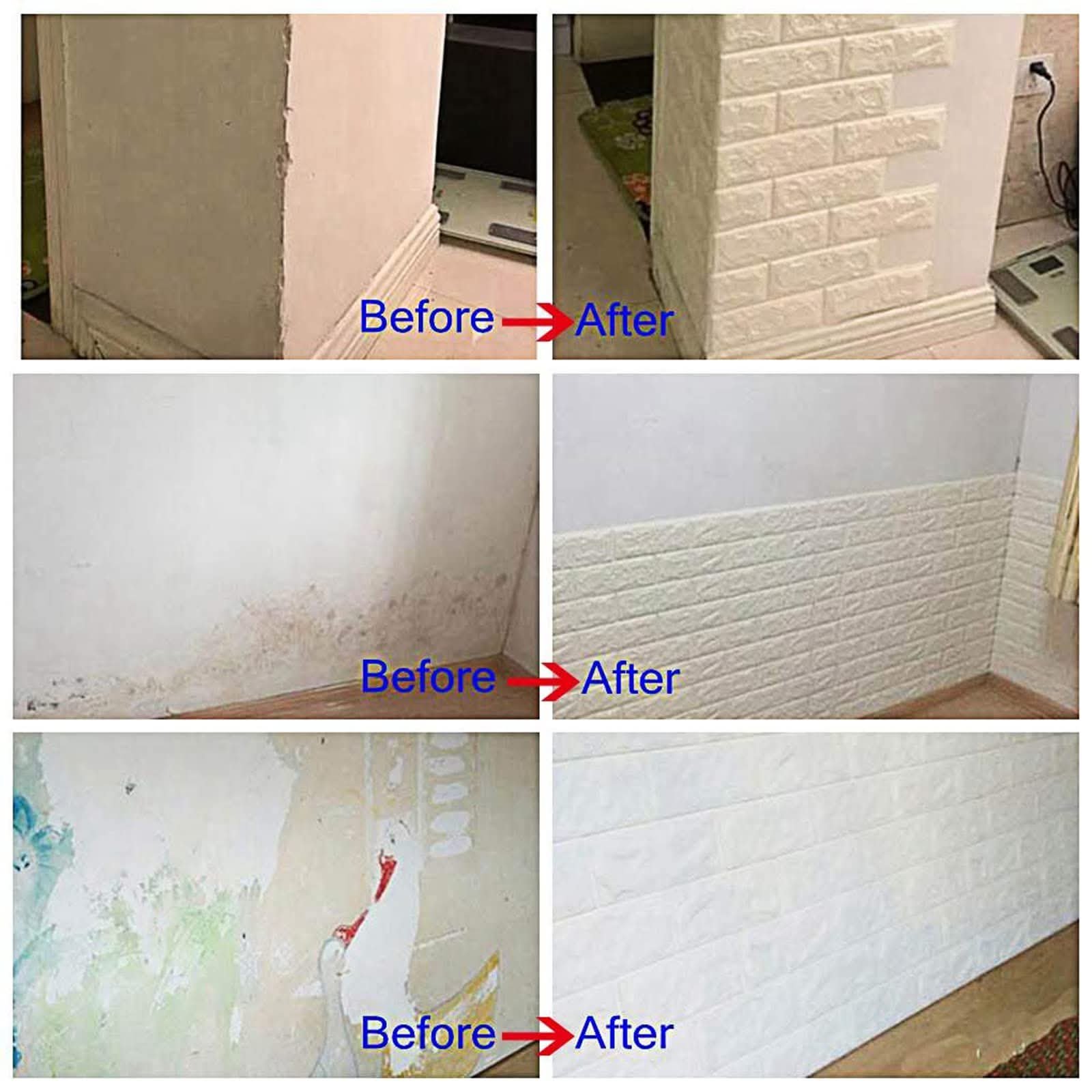 فوم 3D حجري – لصق ذاتي (لون أبيض) - الصورة 5